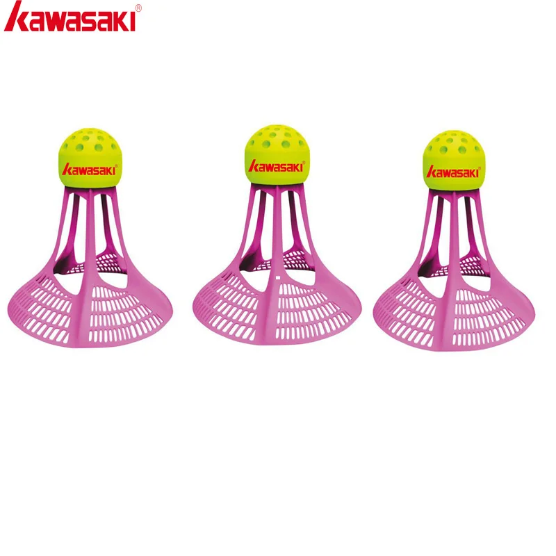 3Pcs/lot Kawasaki  Badminton Airshuttle Plastic Nylon Ball  for Training 3 Pcs Feather Shuttlecock Birdies Resistance To Wind