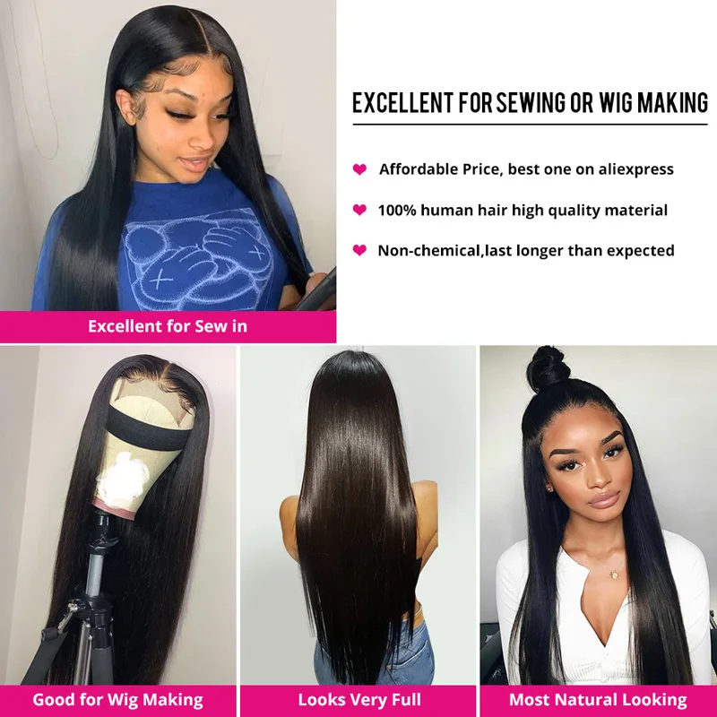 Meetu Bundles With Closure Bone Straight Human Hair Bundles With Transparent Lace Closure Brazilian Remy Hair Weave Extension