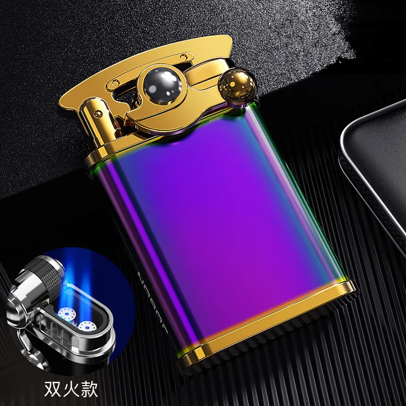 2021 Jobon Mini Portable Metal Double Torch Jet Cigar Windproof Blue Flame Lighter Gadgets BoyFriend Gift Without Gas