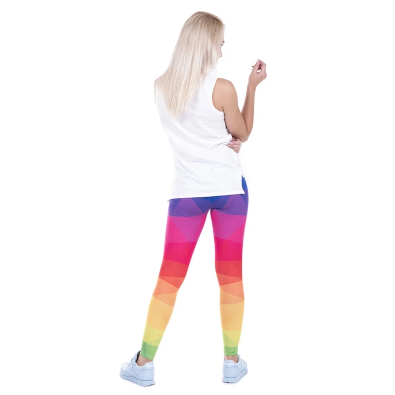 DeanFire Super Soft Stretchy Women\'s Leggings TRIANGLES RAINBOW Print Fitness Sexy Silm Legins Low-rise Trouser Women Pants