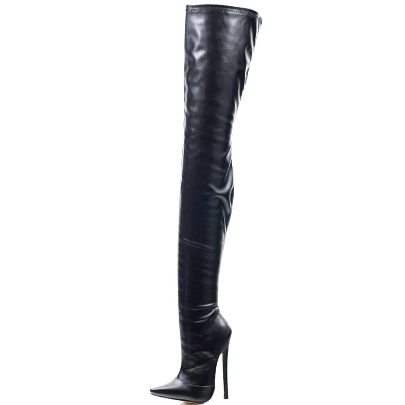 jialuowei Fetish Thigh High Boots Women 7 inch/18 cm Extreme High Heels Sexy Stiletto Thin Heel Over-The-Knee Zip Crotch Boots