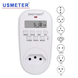 TM518 Timer switch scoket digital Plug in timer Weekly Programmable timer plug 220V 110V AC BR EU UK US IL IT Socket timer