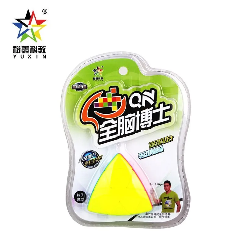 Yuxin QN Mastermorphix Magic Cube Puzzle Blister Packaging 3x3 Rice Dumpling Stickerless Pink Cubo Magico Pyramorphix Toys Kids