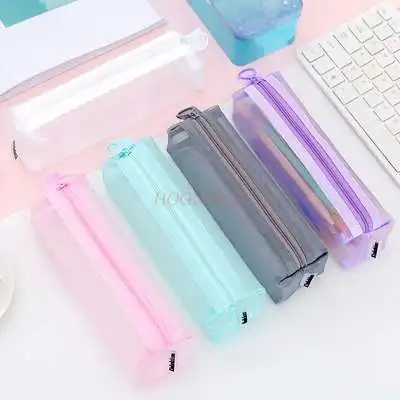 Transparent mesh pen bag exam student with grid pen bag girl pencil bag pencil bag small fresh girl pencil bag