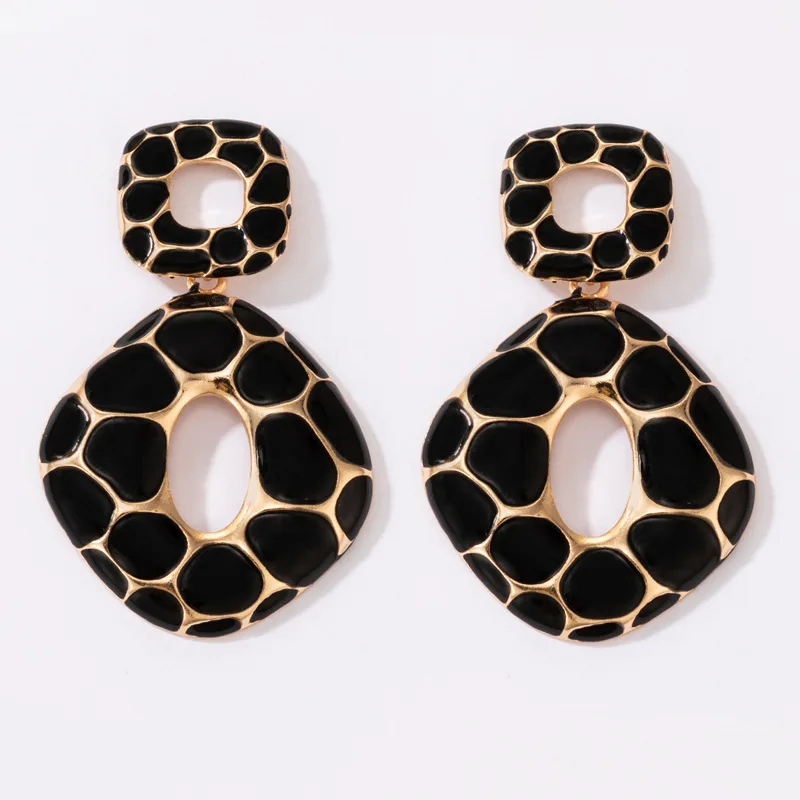 Earrings 2021 Trend New Boho Fashion Earrings For Women Cool Stuff Personality Square Leopard Print Geometry Vintage Jewelry