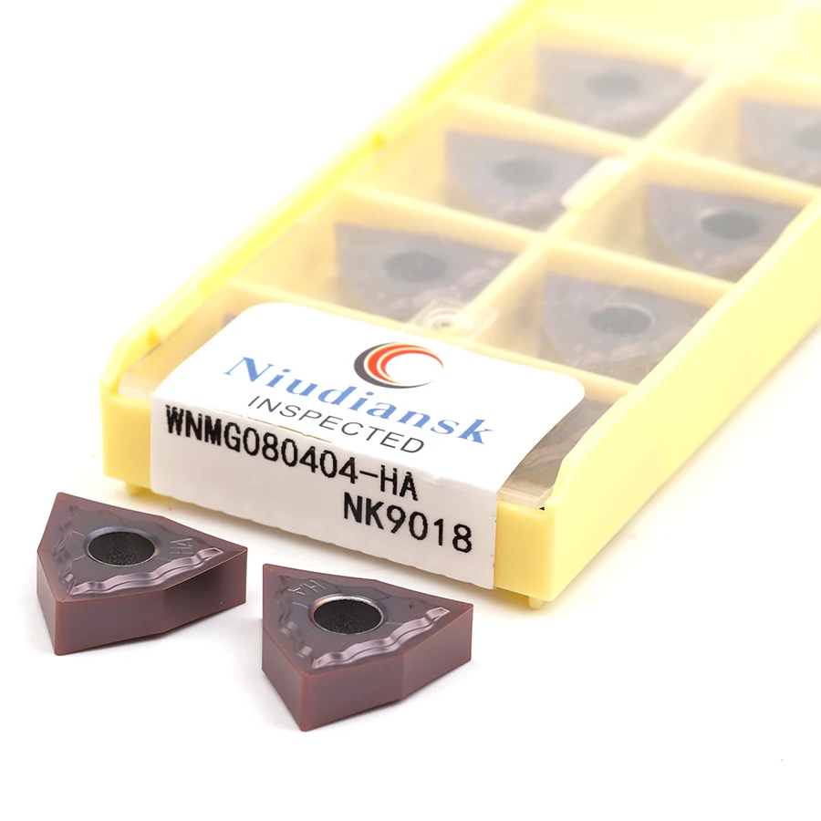 Inserto de torno CNC de alta calidad, inserto de torneado de metal duro para procesamiento de acero inoxidable, WNMG080404-HA, NK9018, WNMG080408-HA