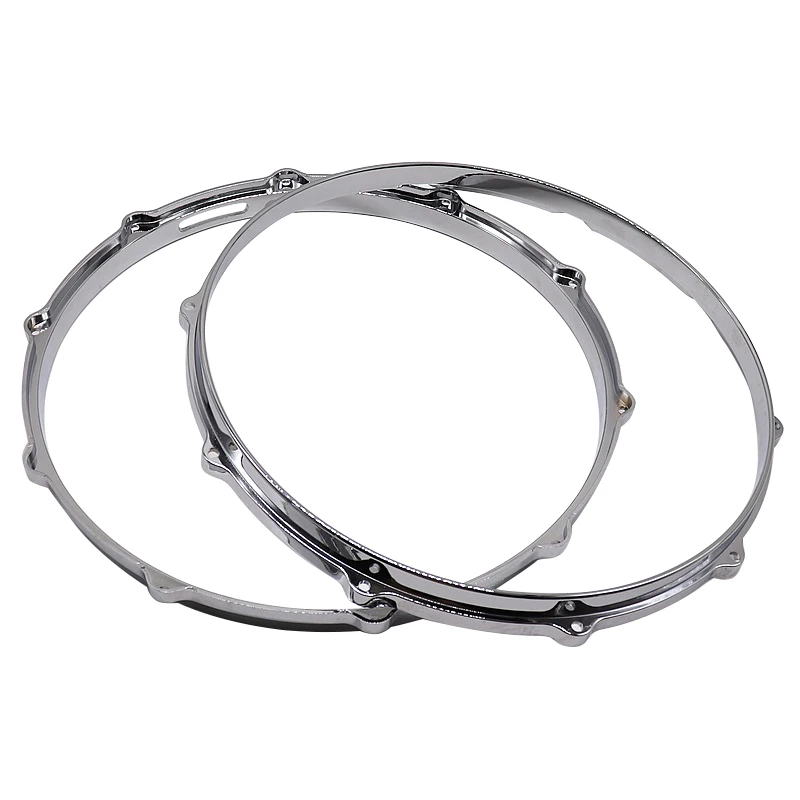 

14 Inch 10 Hole Drum Rim Aluminum Alloy Die-cast Snare Drum Hoop Silver Color 1 Pair