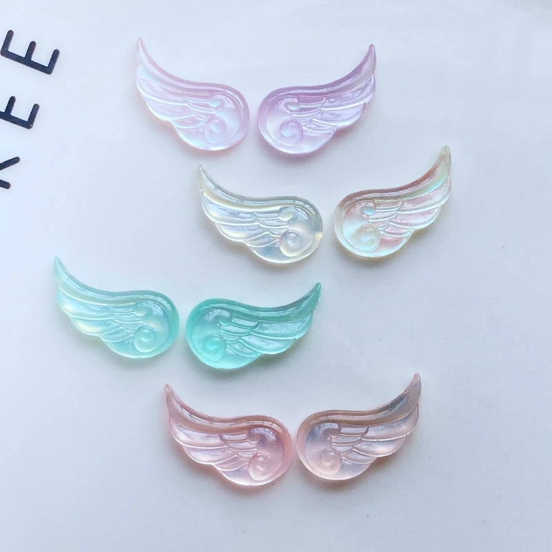 50Pcs New Cute Cartoon Luminous  Mini Wings Flat Back Cabochon Scrapbooking Hair Bow Center Embellishments DIY Accessories