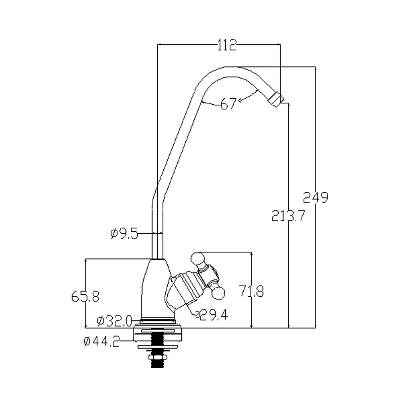 Coronwater Không Chì Thép Không Gỉ Vòi Nước K2 Cho Máy RO Nước Uống Hệ 1/4"