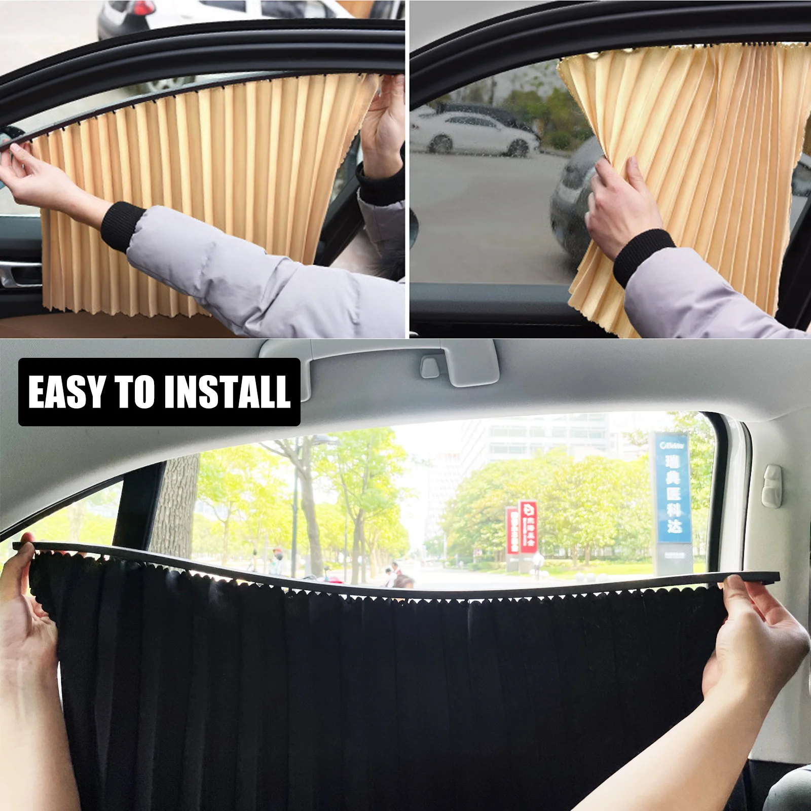 Car Anti-UV Side Magnet Window Sunshades SUV Shade Folding Curtain Auto Front Rear Windshield Sun Block Films Rail for VW Ford