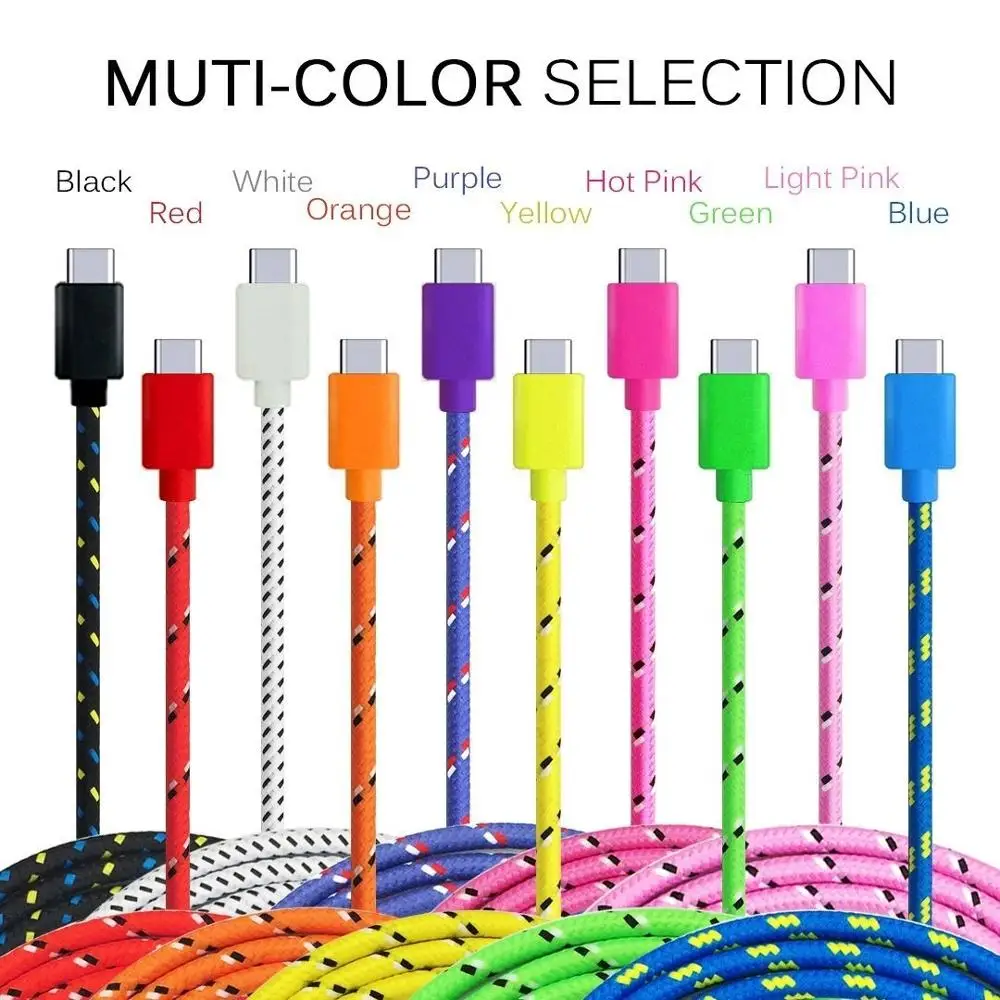 Kabel USB typu C nylonowy kabel do szybkiego ładowania do Samsung S10 S9 Note 9 oneplus xiaomi Huawei kable USB-C typu c