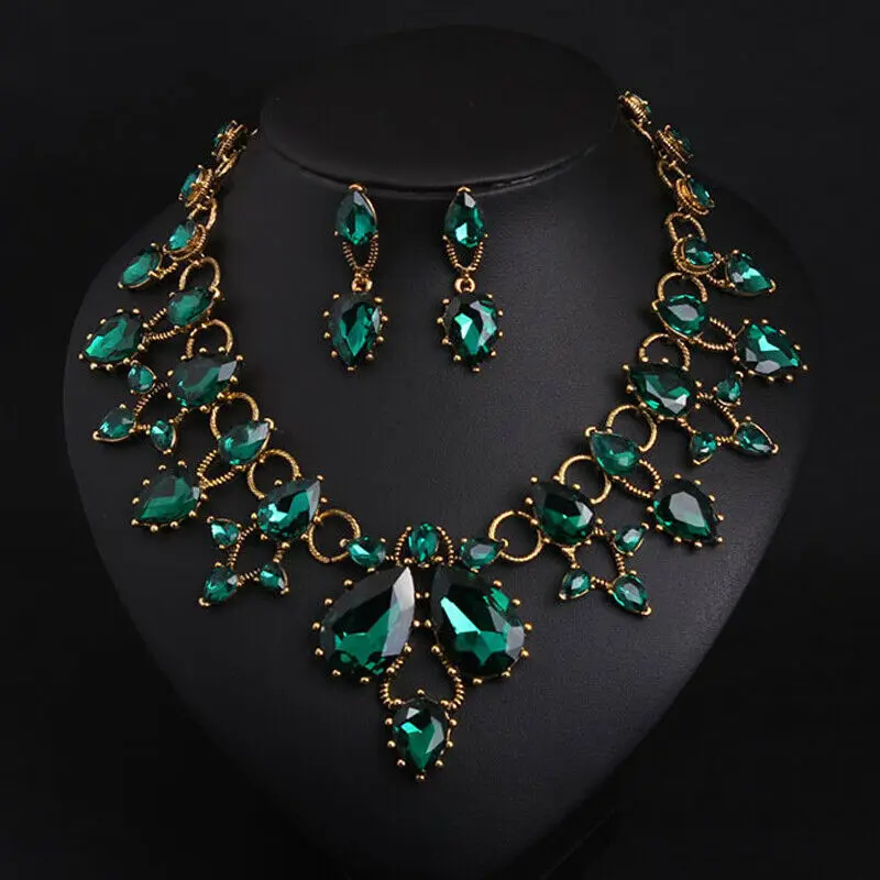 Luxury Statement Crystal Jewelry Sets Necklace Earring for Women Dinner Accessories Trendy Bride Wedding Banquet Gift Wholesale