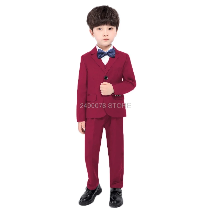 

Flower Boys Formal Wedding Suit Kids Birthday Party Jacket Vest Pants BowTie 4Pcs Tuxedo Dress Gentleman Prom Costume