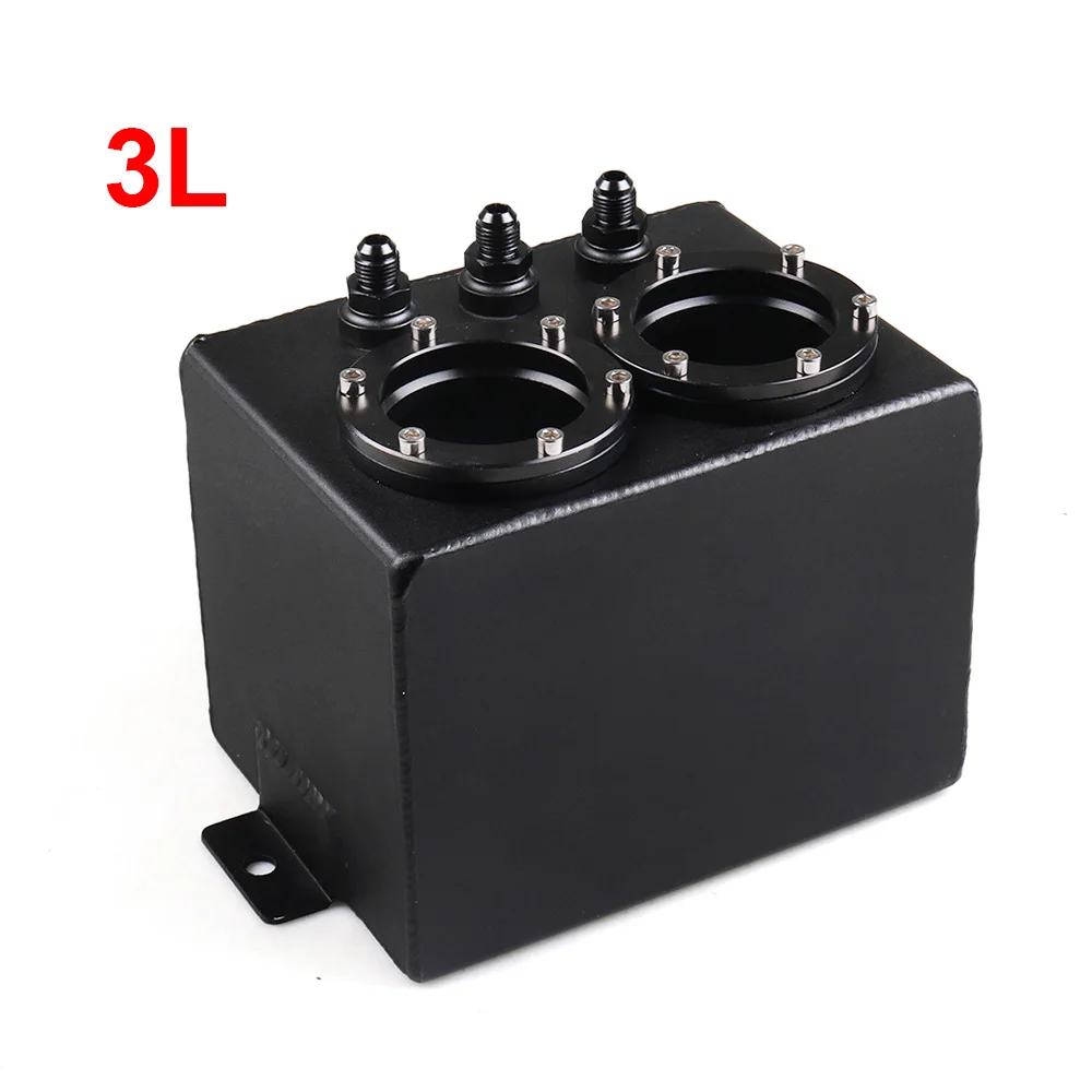 Universal 3L Fuel Surge Tank Double Port Billet Aluminum Oil Catch Tank Swirl Pot AN6 Fitting 044 Fuel Pump High Flow