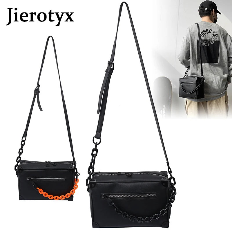 JIEROTYX 2021 Casual Mini Trunk Bags With Soft Leather Orange Chains Unisex Luxury Designs Shoulder Bags Good Quality Free Ship