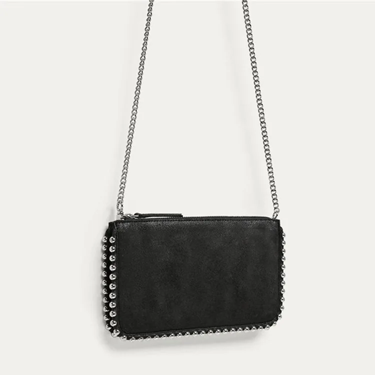 Kobiety torebka 2020 Messenger torby na ramię torba Vintage panie Crossbody torba na ramię torebka skórzana z łańcuchem z nitami torba na ramię