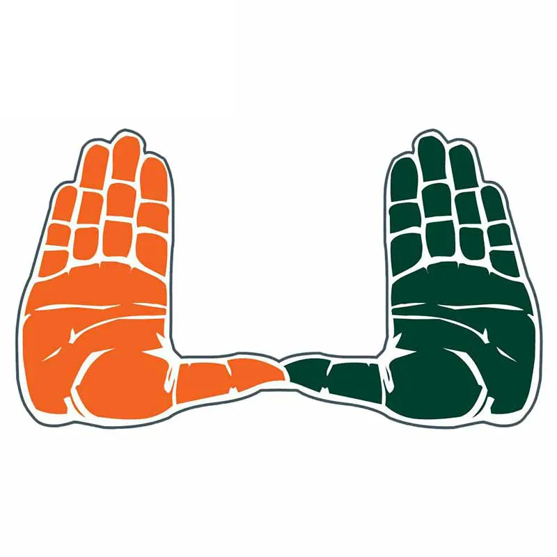 13cm *8cm Personality Miami Hurricanes U Hands Graphics Car Stickers Accessories Motorcycle Cover Scratches Waterproof PVC