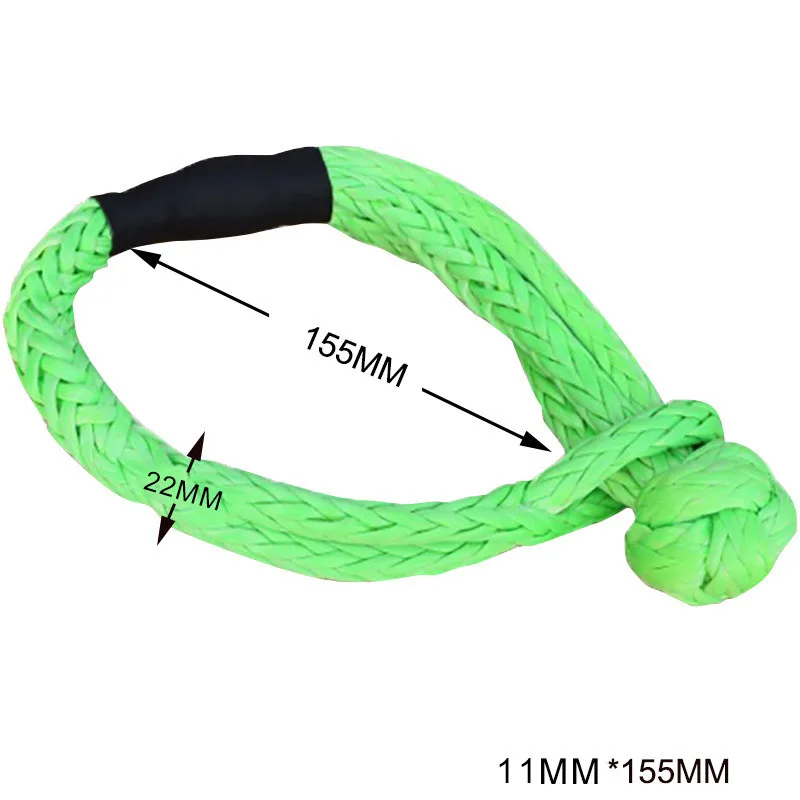 

11mm*155mm Green Soft Shackles,7/16"*6.1 UHMWPE Shackle for Offroad,Synthetic Winch Shackle