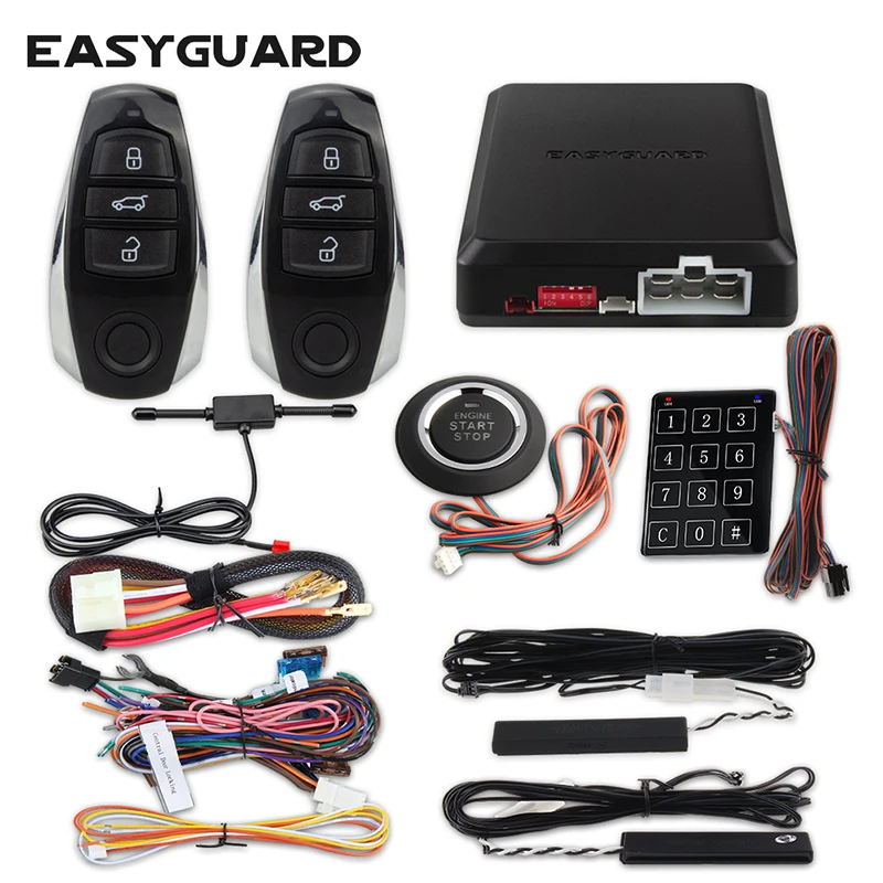 EASYGUARD start stop engine button car keyless entry system remote car door lock pke car security system touch password entry