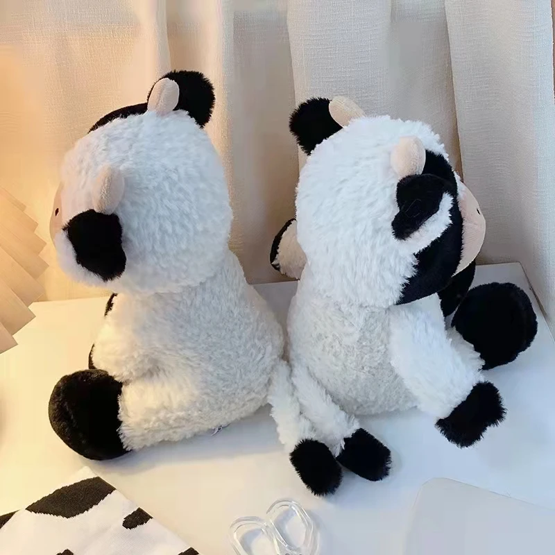 23cm Cute Sitting Milk Cow Cartoon Plush Toy New Design Lifelike Cattle Plushie Doll Kawaii Room Decor Stuffed Toys For Children