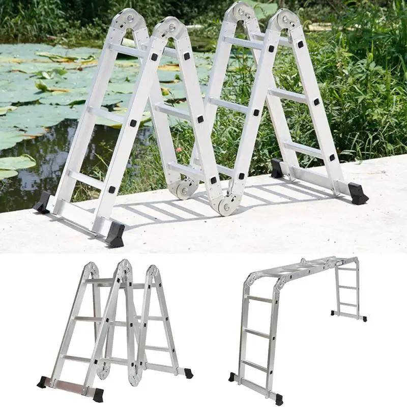 Retractable Straight Ladder 3.6m Ladders Foldable Telescopic Herringbone Ladder Stable Non-slip Home Outdoor Tool