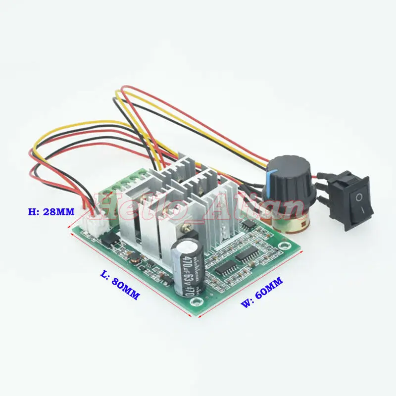 15A DC 5V-36V 12V 24V hho pwm three phase Brushless Motor  Controller Driver 0-100% speed Reversible Switch