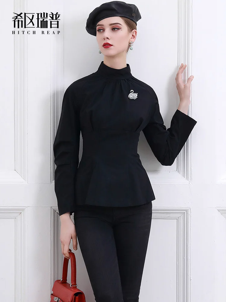 High End Stand Collar Shirt Women'S Versatile Temperament Celebrity Design Sense Niche Top