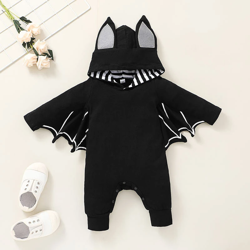 

2025 Halloween Costumes Newborn Baby Romper Infant Boy Clothes Bat Wing Toddler Girls Jumpsuit Hoodies Ear Bodysuit Pajamas