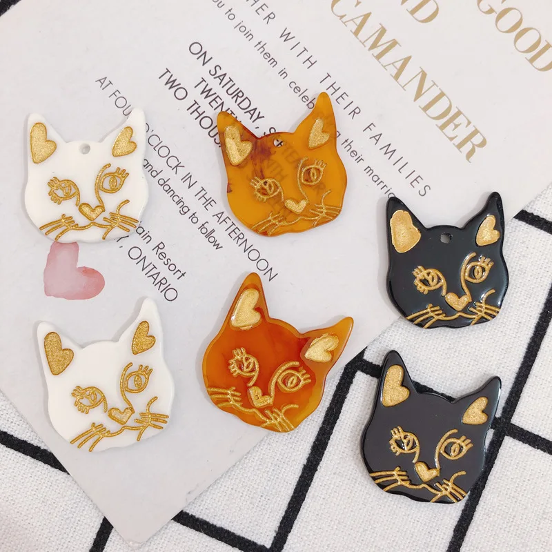 

Kawaii Jewelry Resin Charms 30pcs 27*25mm Cute Animal Cat Shape Fashion Necklace Earring Pendants Ornament Accessories Patch