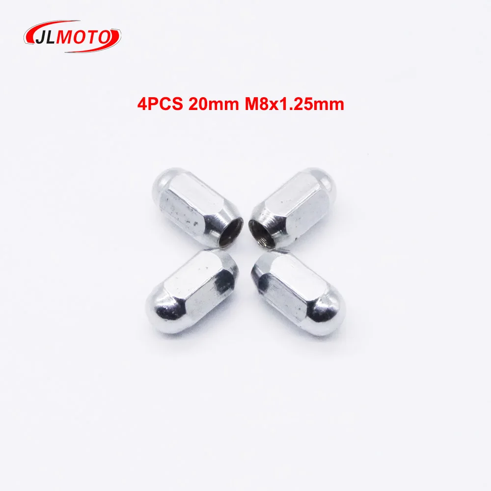 

4pcs 20mm M8X1.25mm Chrome Wheel Hub Nut Fit For Alloy Aluminum Rim Wheel ATV Scooter Buggy UTV Quad Bike Go Kart Vehicle Parts