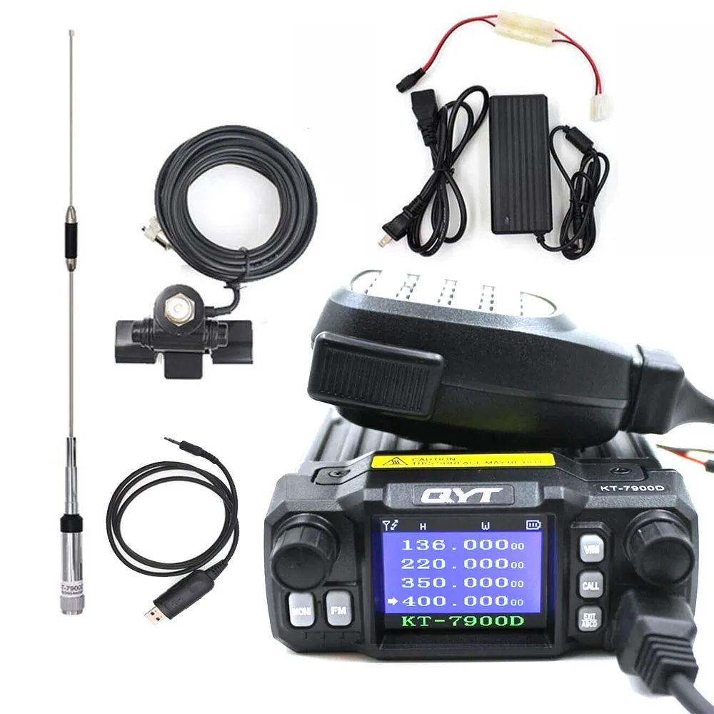 

QYT Mini Amateur Radio KT-7900D 25W Quad Band 136-174/220-260/350-390/400-480MHZ Woki Toki with Antenna Set