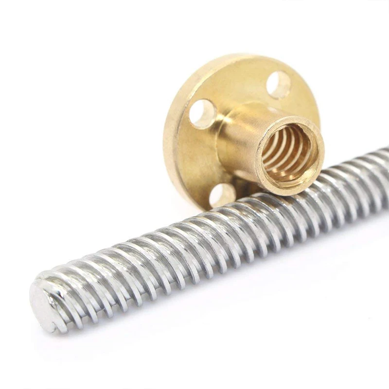 304 Stainless Steel Threaded Rod Lead Screw with T8 Brass Nut for 3D Printer Machine Z Axis Linear Guides Stepper Motor