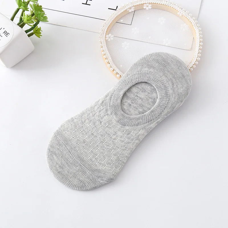 10-teiliges 5-Paar Damen-Socken-Hausschuhe-Set, einfarbig, unsichtbare Bootssocken, atmungsaktiv, rutschfest, Silikon, keine Show, kurze Söckchen – Detail 11