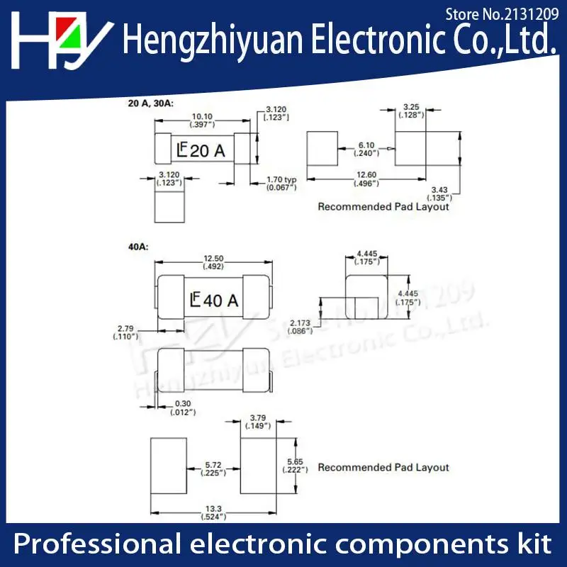 Hzy Disposable fuse 0456020.ERG 0456025ER 0456030.ERG 0456040DR Fuse Chip 40A 60V SMD Solder Pad  Ceramic cULus 20A 25A 30A