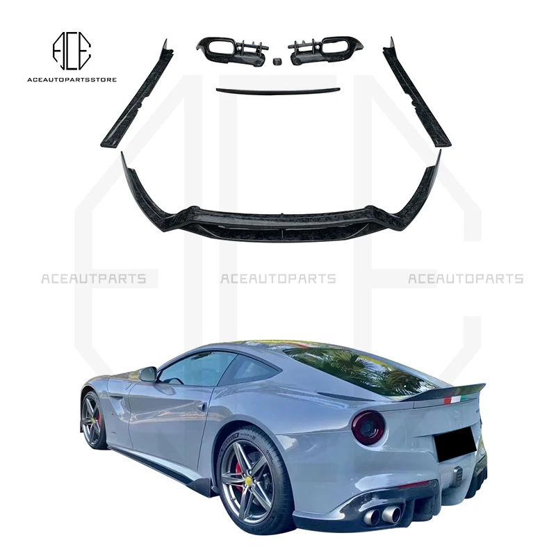 Forged Carbon Fiber Full Body Kit For Ferrari F12 Berlinetta Rear Diffuser Front Bumper Lip Trunk Spoiler Side Skirts