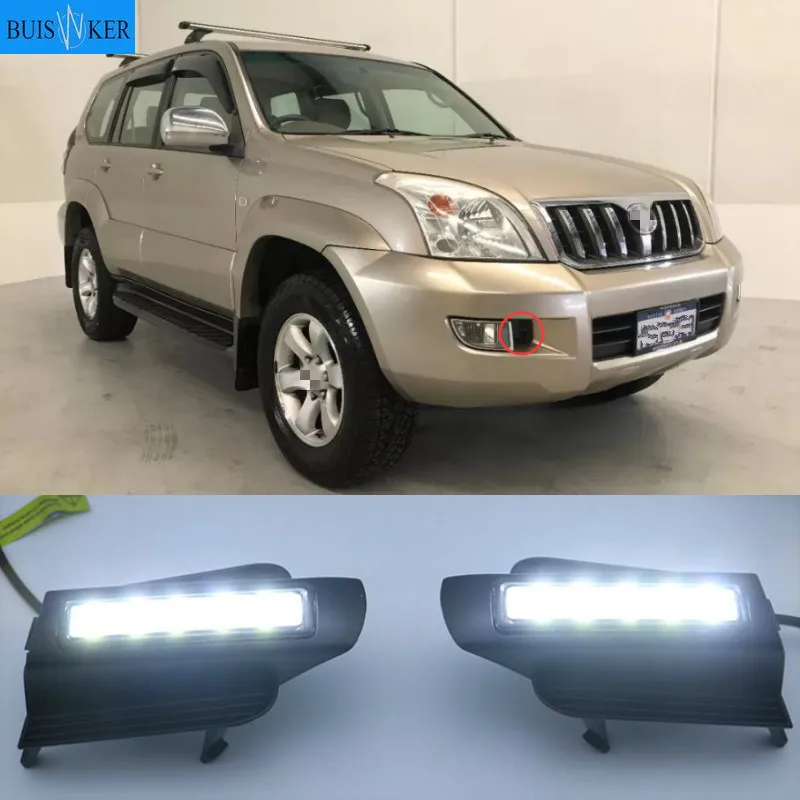 Car Led Drl for Toyota Prado 120 LC120 GRJ120 2002~2010 Daytime Running Light Front Bumper Driving Fog Lamp Daylight Headlight