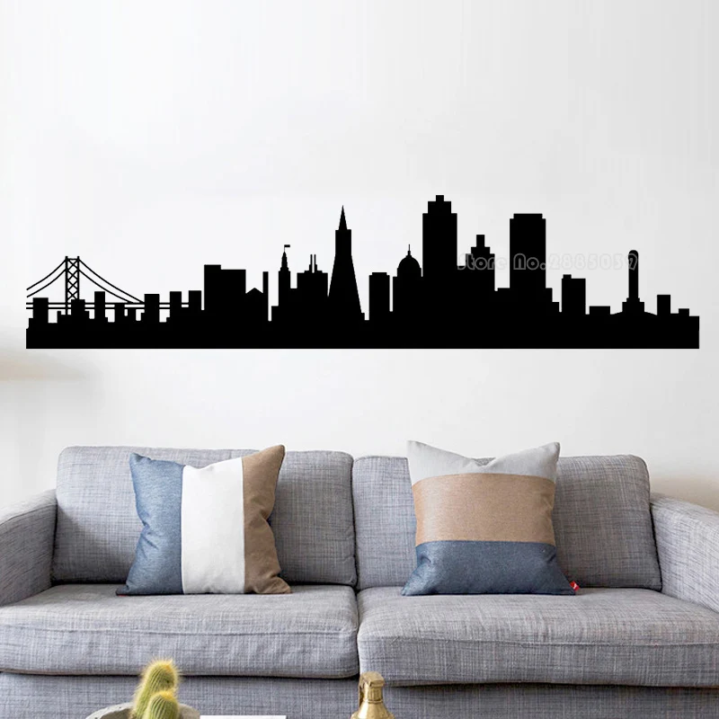 San Francisco City Skyline Silhouette Wall Decal Interior Design Sticker For Office, Room, Home Decor Adesivo De Parede LL2574