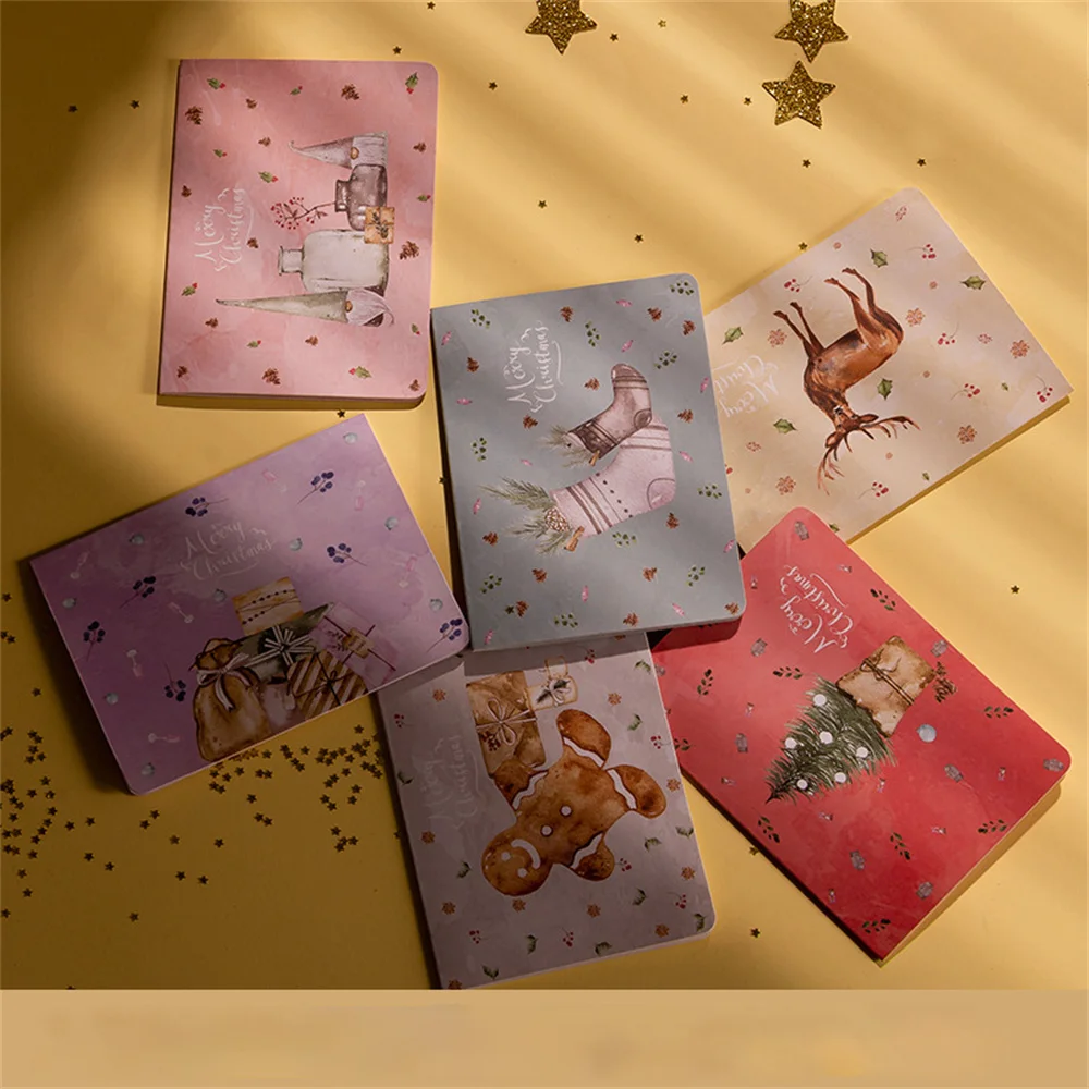 6Pcs Nieuwe Jaar Kerstcadeau Enveloppen Leuke Creatieve 8.5X11.5Cm Vrolijk Kerstfeest Kaarten Vouwen Xmas Zegen Kaart