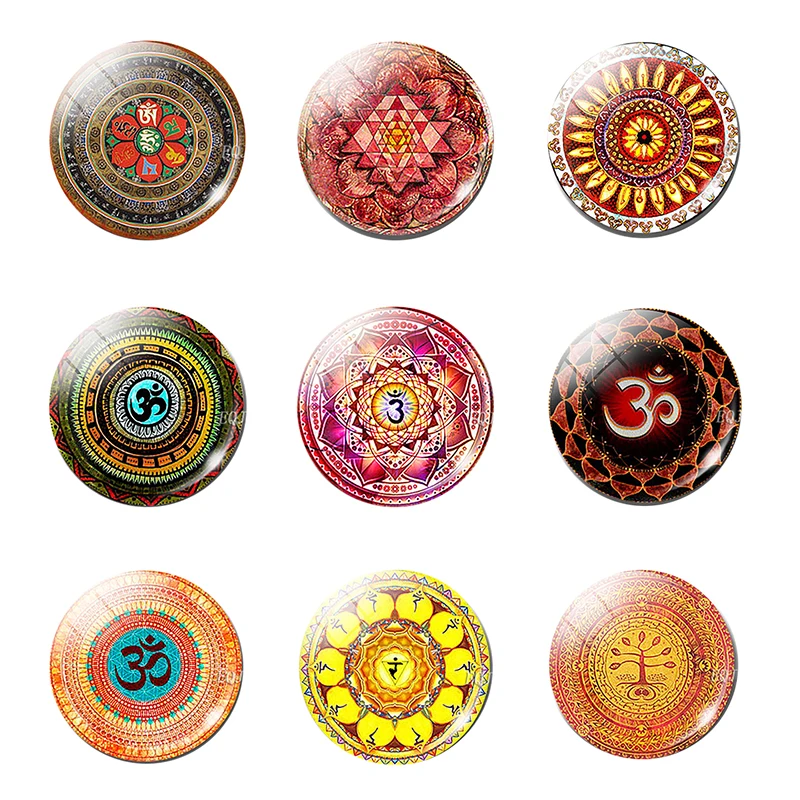 Boho Om Symbol Fridge Magnet Decor Spiritual Yoga Meditation Buddhist Amulet Jewelry Namaste Datura Flowers Refrigerator Magnets