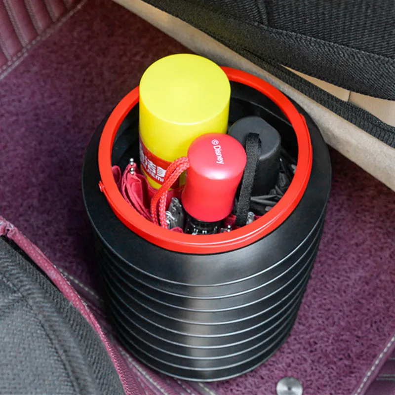 4L Telescopic Car Trash Can Waterproof Plastic Car Storage Box Folding Organizer Box Auto Interior Stowing Tidying Supplies