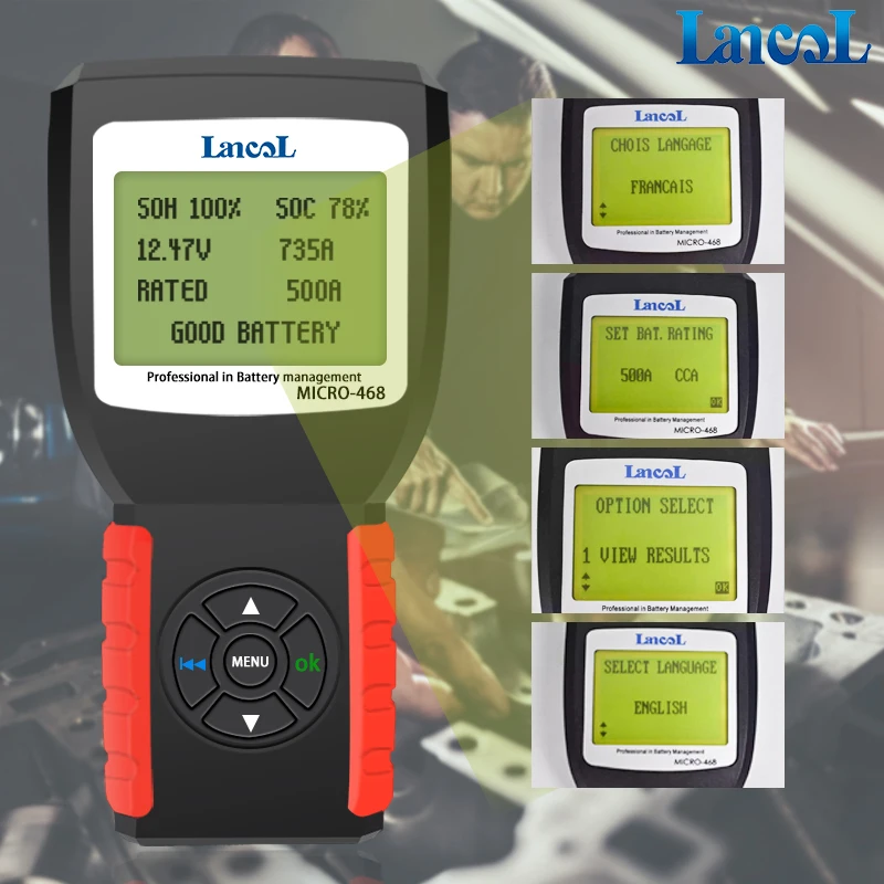 Lancol Micro468 Car Battery Tester Portable 12V Auto Digital 100-2000CCA  Automobile Battery Analyzer Tool For Car