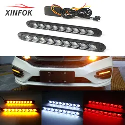 2x Waterproof Car led Switchback LED Daylight Headlight Eye DRL Lamp Dynamic Sequential Brake Turn Signal Daytime Running Light
