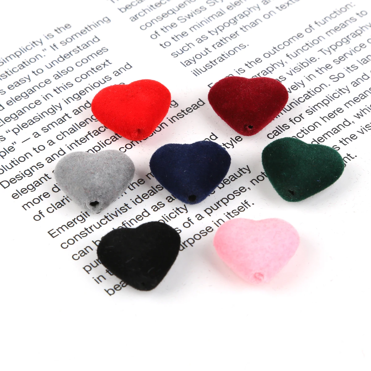 Soft Velvet Heart Pendant Multi-Colored Hole Size 1.5mm 10/20pcs Used For DIY Earrings Bracelets Necklaces Jewelry Crafts