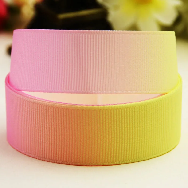 22mm 25mm 38mm 75mm Ruban satin Gradient Cartoon printed Grosgrain Ribbon party decoration 10 Yards X-02842