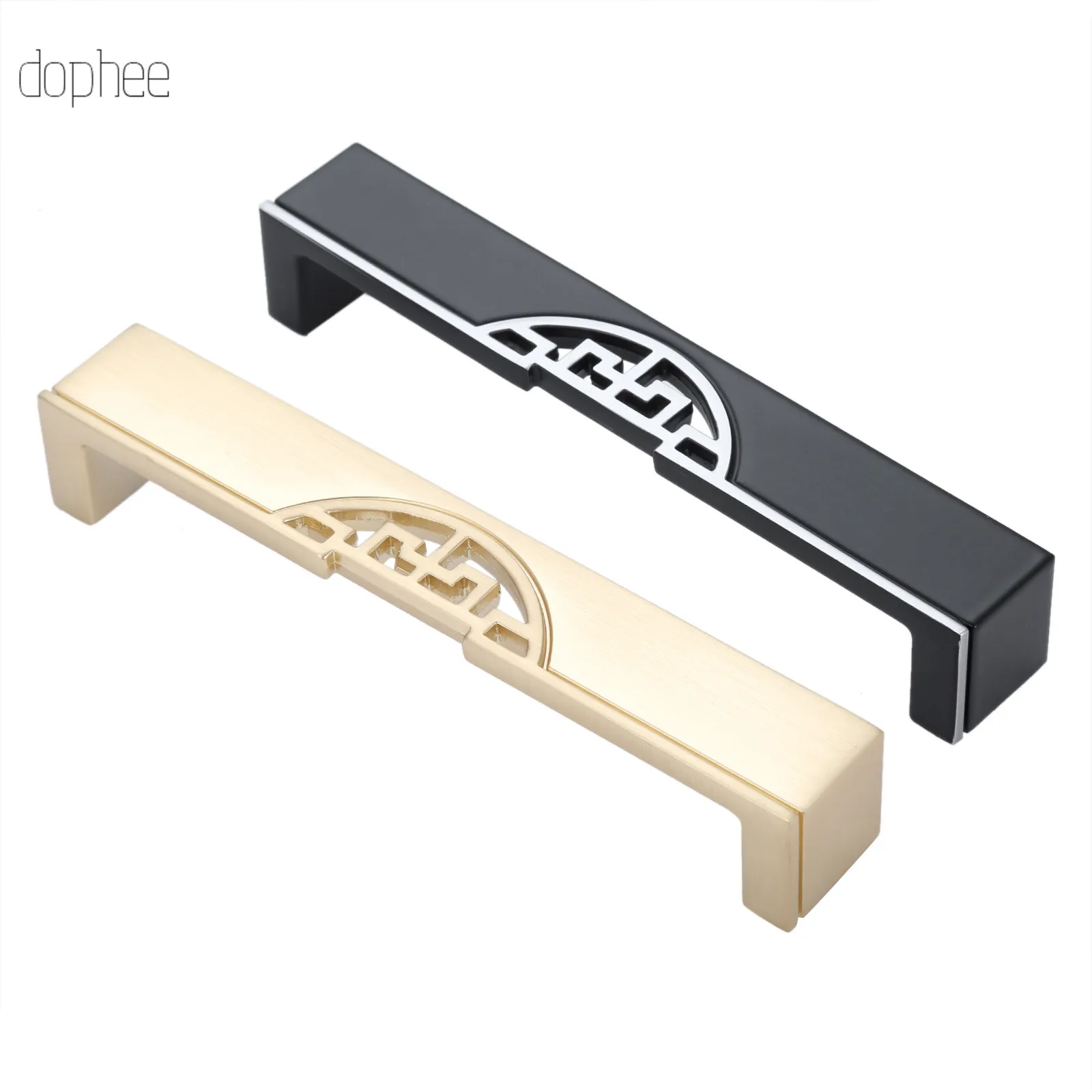 

dophee 1pc 96mm Chinese Style Handle Cabinet Drawer Pull Knob Door Pull Hardware zinc alloy Retro Furniture Black Gold