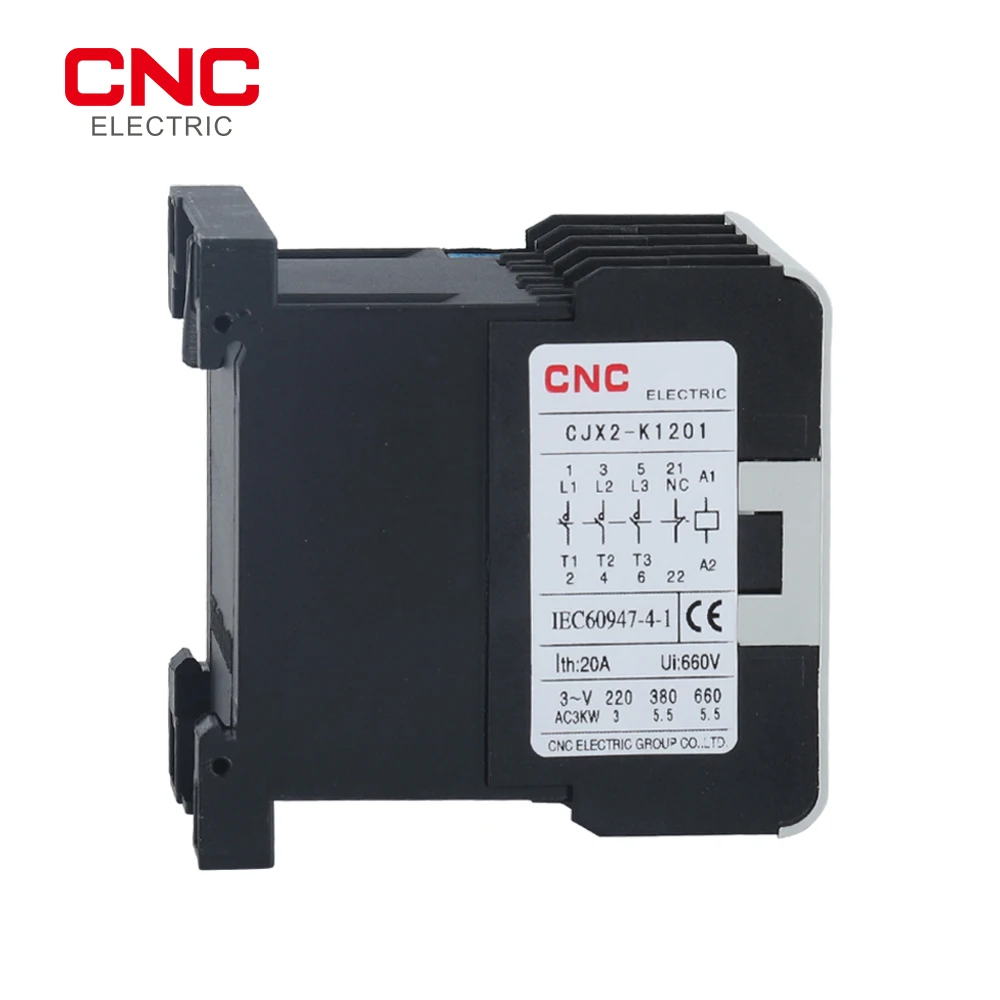 CNC CJX2-K Mini AC Contactor Din Rail 3P 3main 1NO/3main 1NC Coil Voltage 220V 50/60Hz 6A 9A 12A