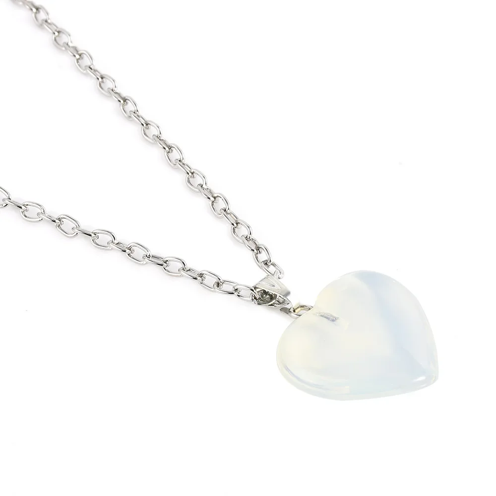 Cute Heart Natural Quartz Stone Choker Necklace Women Lucky Healing Chakra Opal Stone Pendant Necklace Female Jewelry Party Gift