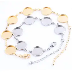 2 chiếc Đồng Hồ Stee Mạ Vàng 12mm Vòng Cabochon Vòng Tay Căn Cứ Thiết Lập Tẩy Trống Tự Làm Ốp Viền Khay Cho Vòng Tay Trang Sức làm cho