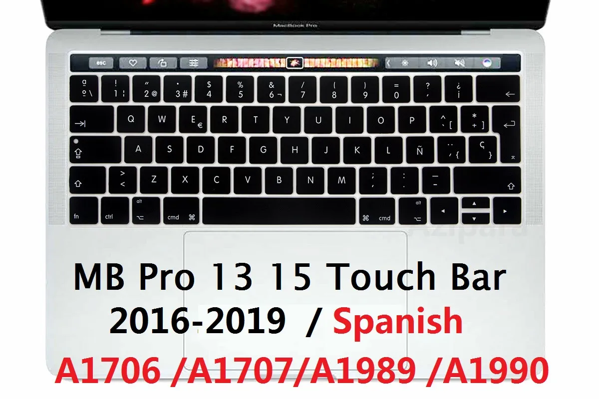 

Soft for Macbook Pro 13 15 touch bar 2016 2019 Spanish EU US Keyboard Cover Silicon A1706 A1707 A1989 A1990 Keyboard Protector