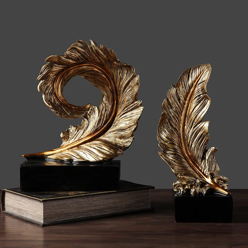 AMERICAN CREATIVE RETRO RESIN FEATHER ORNAMENTS ART HOME LIVINGROOM FURNISHING DECORATION OFFICE BOOKCASE DESK FIGURINES CRAFTS